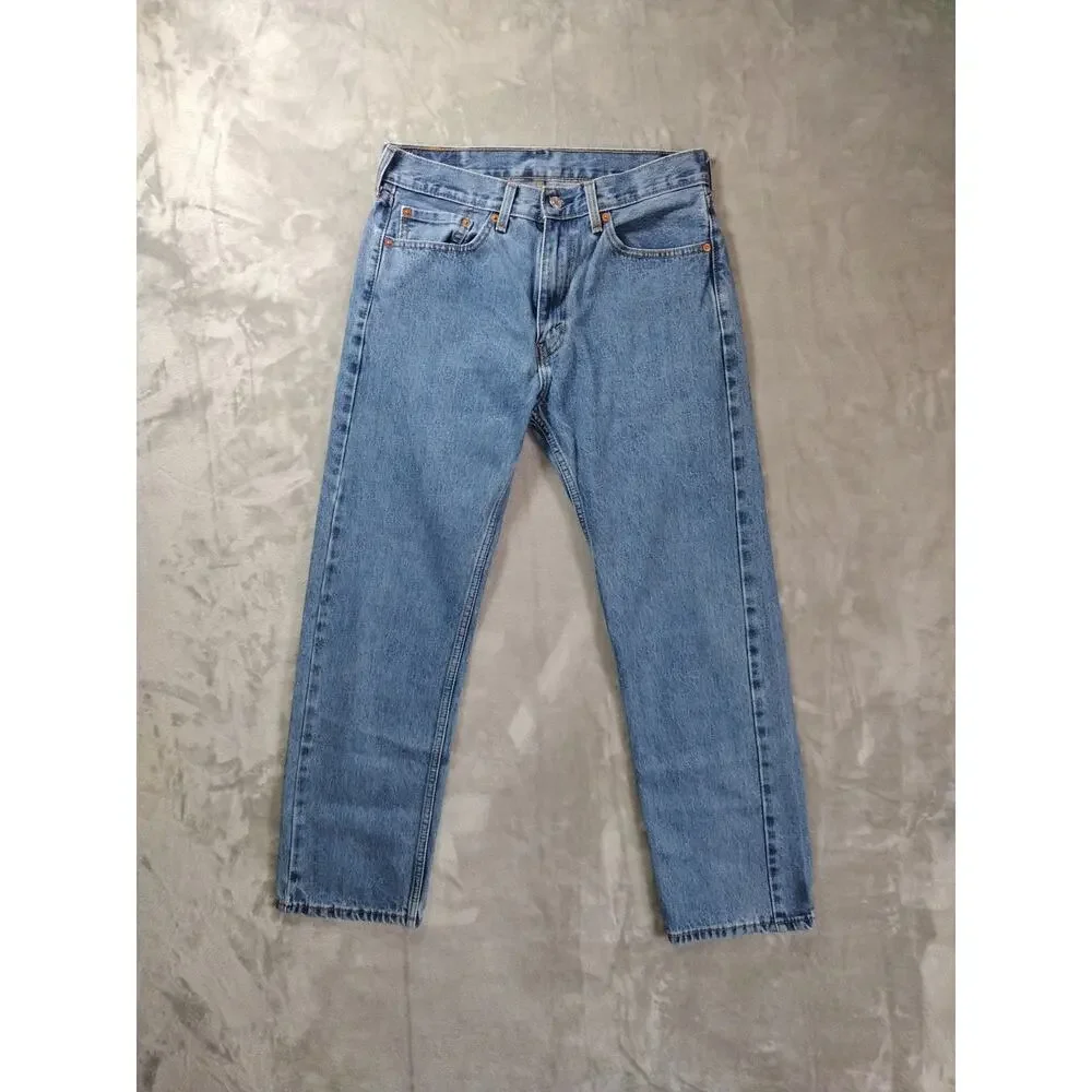 Levis 505 Jeans Mens 32x30 Straight Relaxed Lt Wash Western Cowboy Rodeo Casual